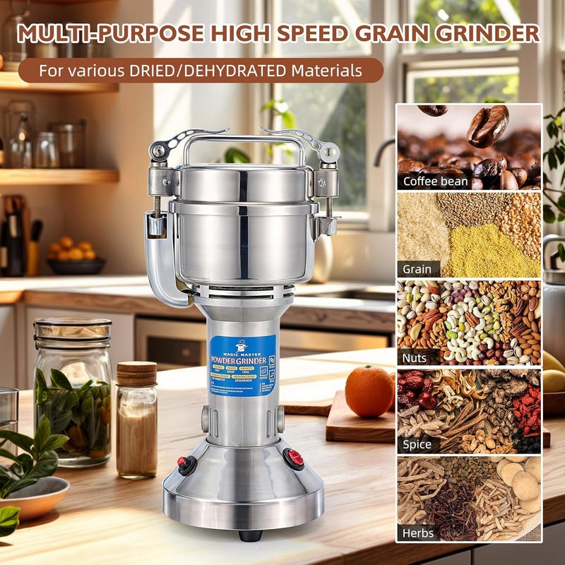 MAGIC MASTER 150g Electric Grain Mill Grinder - 800W High Speed Commercial Spice Grinder - Stainless Steel Dry Machine for Flour, Wheat, Nut, Corn, Rice, Pepper, Herbs, Coffee Beans - Upright, 110V - Image 2